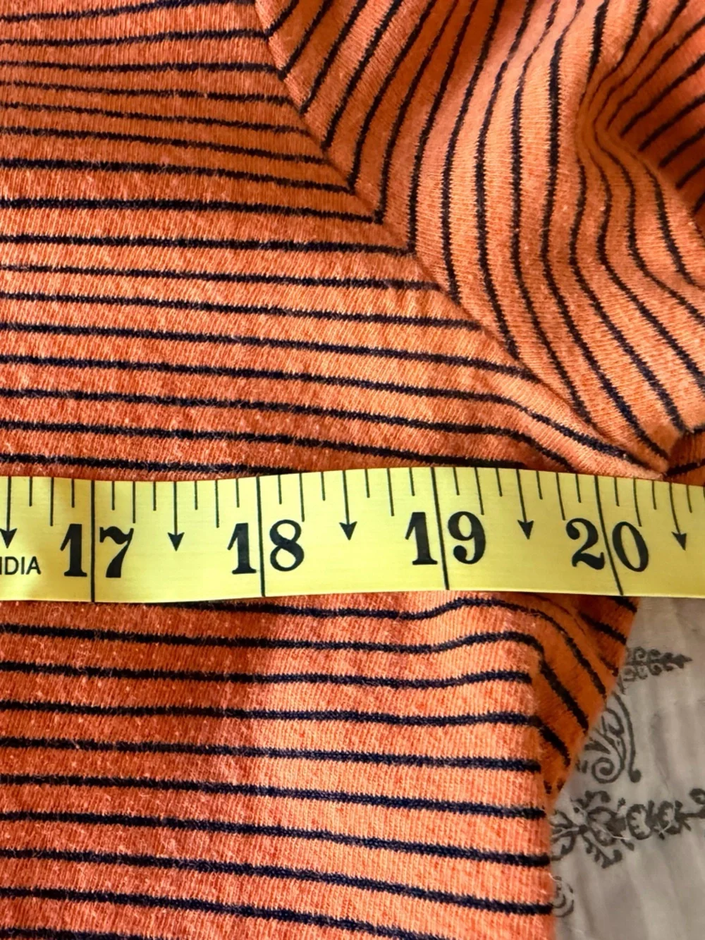 J.Crew Orange Black Striped Bell Sleeve Top Size L Casual Knit Blouse